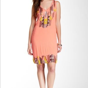 Hale Bob coral beaded silk dress